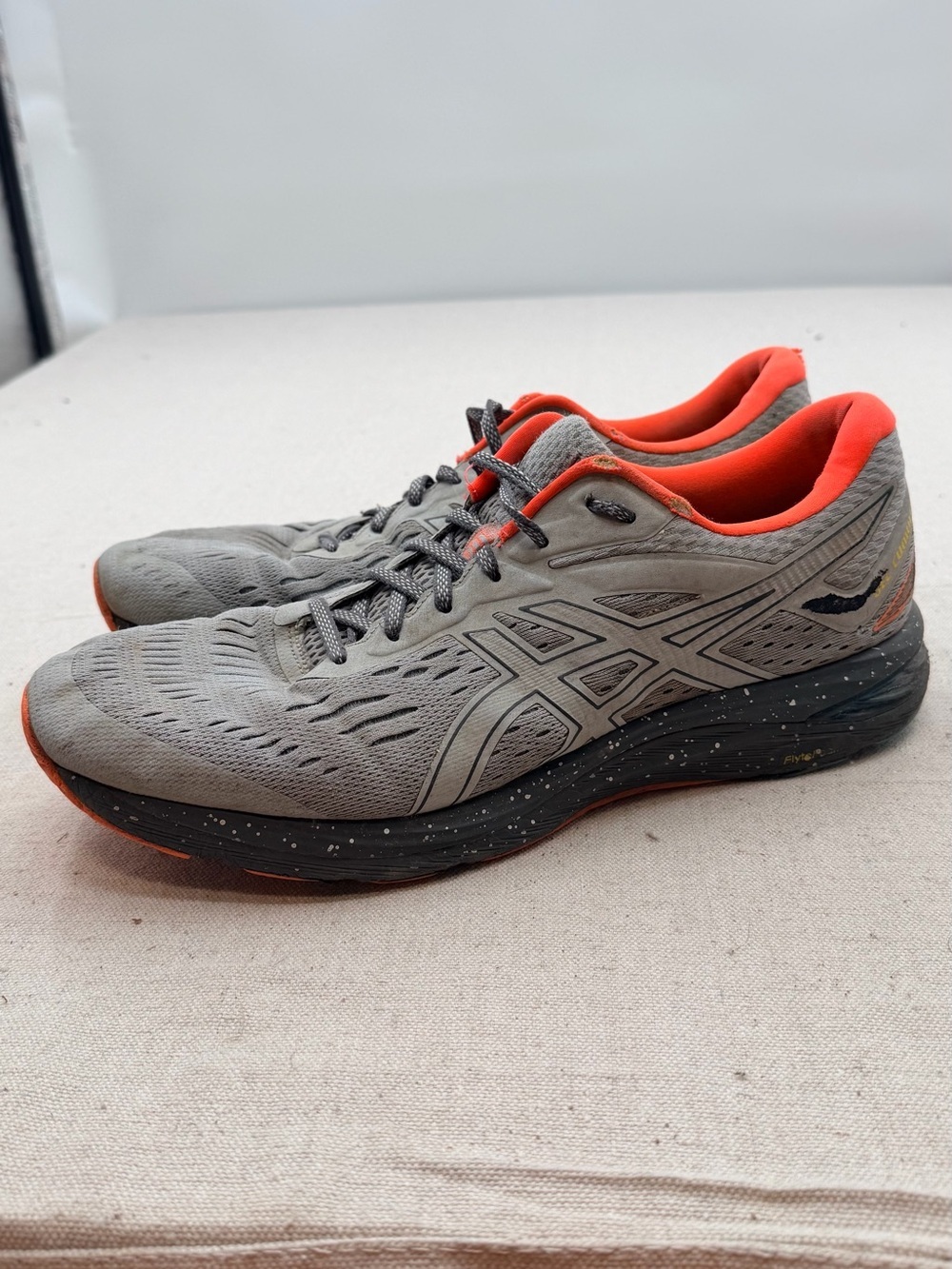 Asics Gray Athletic Running Shoes with Orange Lining
